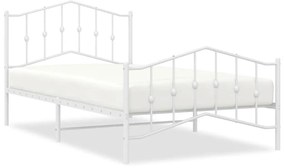 373851 vidaXL Метална рамка за легло с горна и долна табла, бяла, 100x200 см