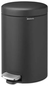 Кош за боклук с педал Brabantia NewIcon 649741, 12 л, Плавно затваряне, Противоплъзгаща основа, Минерално покритие, Тъмносив