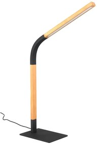 LED настолна лампа с възможност за димиране в черен и естествен цвят с дървен абажур (височина 73,5 см) Norris - Trio