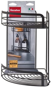 Черен ъглов двуетажен рафт за баня Origin Lava - Metaltex