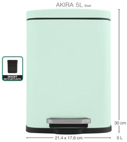 Стоманено кошче за боклук с педал в цвят мента 5 l Akira – Spirella