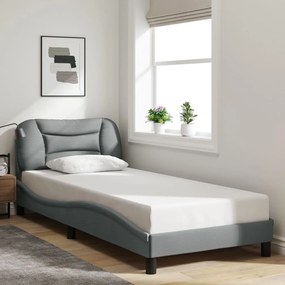 3207744 vidaXL Рамка за легло без матрак, светлосива, 90x200 см, плат