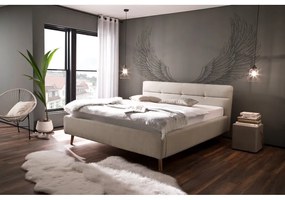 Бежово двойно легло 160x200 cm тапицирано с място за съхранение с включена подматрачна рамка Lotte – Meise Möbel