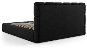 Черно тапицирано двойно легло с място за съхранение и решетка 180x200 cm Bellis - Micadoni Home