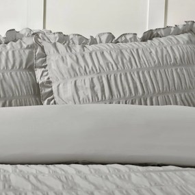 Сиво двойно крепово спално бельо 200x200 cm Seersucker Frill – Catherine Lansfield
