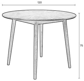 Кръгла маса за хранене с дъбов плот ø 120 cm Fabio - White Label