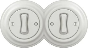 Kliklap - Двоен ретро еднополюсен керамичен ключ с рамка №1, бял