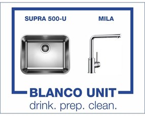 BLANCO SUPRA 500-U и смесител BLANCO MILA хром Промо пакет мивка със смесител Подплотов монтаж
