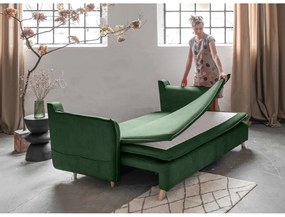 Зелен кадифен разтегателен диван 225 cm Charming Charlie – Miuform