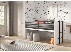 Бяло повдигнато детско легло с включена подматрачна рамка 90x200 cm Sam – Vipack