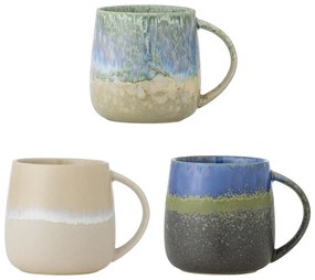 Сини/бежови глинени чаши в комплект от 3 бр. 460 ml Cloe – Bloomingville