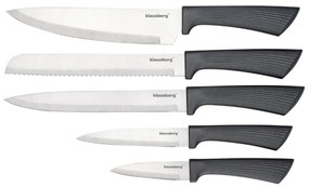 Комплект ножове Klausberg KB 7979, 6 части, Неръждаема стомана, Стойка, Графит/кафяв