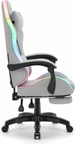 CABRO C501 геймърски стол със LED осветление и подложка за крака, до 150 кг, сив