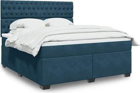 3290988 vidaXL Боксспринг легло с матрак, синьо, 180x200 см, кадифе