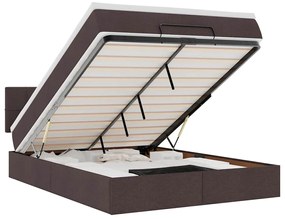 3312308 vidaXL Османска легло с матрак и LED, тъмнокафяво, 140x190 см, плат