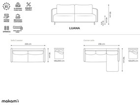 Зелен разтегателен диван с място за съхранение 226 cm Luana – Makamii
