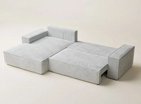 Светлосив шенилов сгъваем/с място за съхранение ъглов диван (ляв ъгъл) Maze – Maison de Rêve