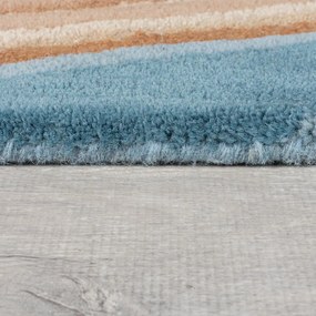 Син ръчно изработен вълнен килим 200x290 cm Abstract Flow – Flair Rugs