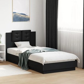 3209941 vidaXL Рамка за легло с табла, черна, 90x200 см, инженерно дърво