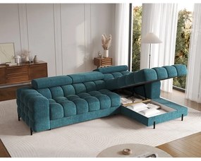 Син сгъваем/с място за съхранение ъглов диван от прежда с примки от букле (десен ъгъл) Felro – ELTAP