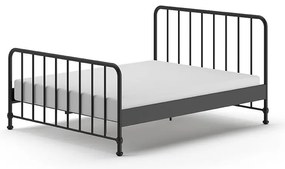 Черно метално двойно легло 160x200 cm с включена подматрачна рамка BRONXX – Vipack