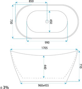 Свободностояща акрилна вана Ferrano Slim Nature 170