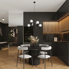 Черно висящо осветително тяло със стъклен абажур Orbital – Sollux