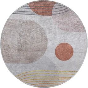 Миещ се кръгъл килим в оранжево и кремаво ø 120 cm Yuvarlak - Vitaus