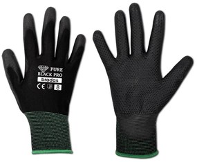 Ръкавици Bradas PURE BLACK PRO PU полиуретанови с PVC точки, размер 9