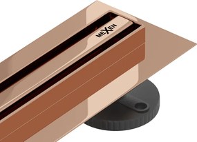 Mexen Flat 360° Slim въртящ се линеен сифон 140 см, розово злато - 1641140