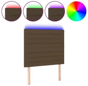 3122557 vidaXL LED горна табла за легло, тъмнокафява,100x5x118/128 см, плат