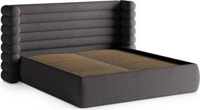 Тъмносиво двойно легло 200x200 cm тапицирано с място за съхранение с включена подматрачна рамка Mount – Micadoni