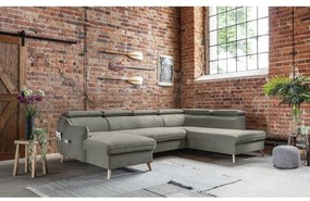 Светлосив кадифен U-образен ъглов диван (десен ъгъл) Sweet Harmony - Miuform