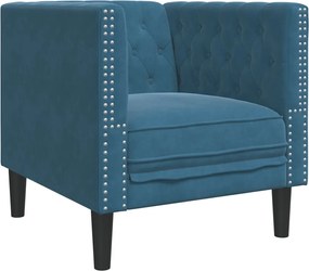 372681 vidaXL Честърфийлд кресло, синьо, кадифе