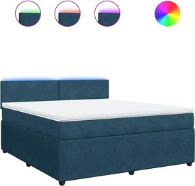 3290104 vidaXL Боксспринг легло с матрак, синьо, 180x200 см, кадифе
