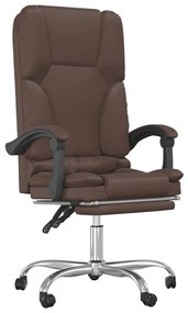 349678 vidaXL Масажен наклоняем офис стол, кафяв, изкуствена кожа