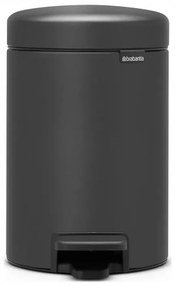 Кош за боклук с педал Brabantia NewIcon 1001102, 3 л, Плавно затваряне, Противоплъзгаща основа, Минерално покритие, Тъмносив