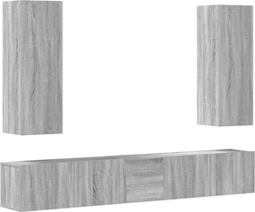3114252 vidaXL Комплект ТВ шкафове от 5 части, сив сонома, инженерно дърво