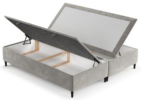 Светлосиво тапицирано двойно легло с място за съхранение 180x200 cm Tate – Maison de Rêve