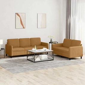 3202021 vidaXL Комплект дивани от 2 части, кафяв, кадифе