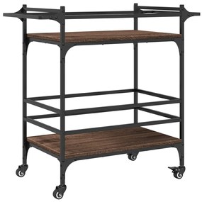 842365 vidaXL Кухненска количка, кафяв дъб, 82x40x78,5 см, инженерно дърво