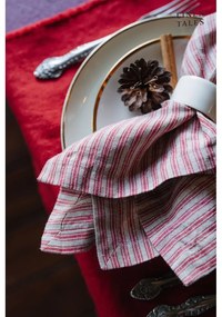 Подложки в червено-природен цвят в комплект от 4 броя - Linen Tales