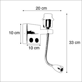 Арт деко стенна лампа златна с USB и гъвкаво рамо - Brescia Combi