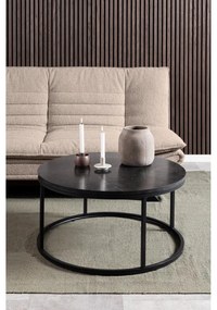 Черна кръгла масичка за кафе с плот от имитация на мрамор ø 80 cm Spiro – Actona