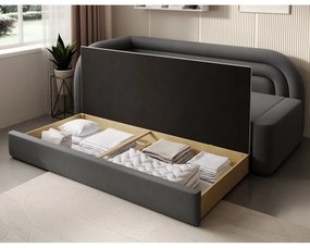 Кафяво-сив кадифен сгъваем/с място за съхранение диван ляв ъгъл 223 cm Fabillo – ELTAP