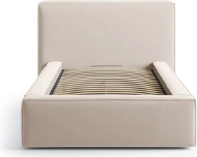 Бежово единично легло 90x200 cm тапицирано с място за съхранение с включена подматрачна рамка Jodie – Micadoni