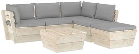3063553 vidaXL Градински лаундж комплект от палети 6 части с възглавници смърч