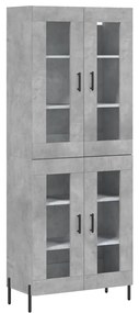3198285 vidaXL Висок шкаф, бетонно сив, 69,5x34x180 см, инженерно дърво