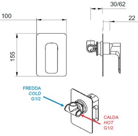 Вградена душ батерия в златист цвят (1 изход) Spy – Sapho