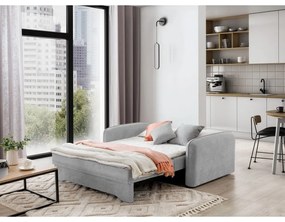 Светлосив шенилов разтегателен диван с място за съхранение 155 cm Laine – ELTAP